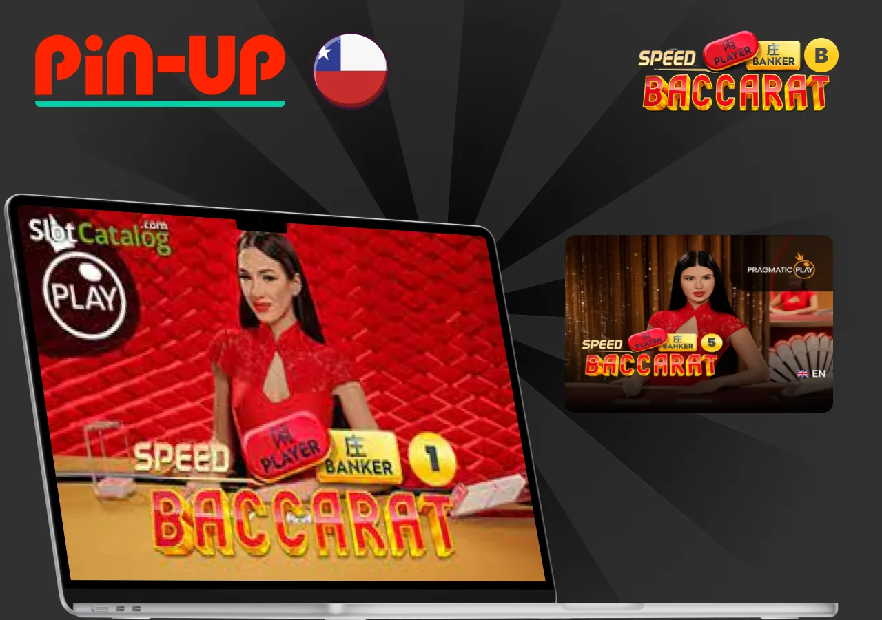 Crupier en vivo del juego Speed Baccarat de Pin-Up Chile